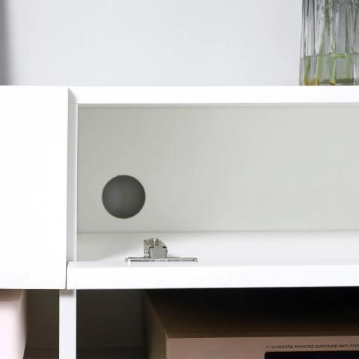 Mueble de TV para Salón de Pared con 2 Compartimentos y 2 Armarios con Puertas Abatibles para Televisión de 60 Pulgadas [7]