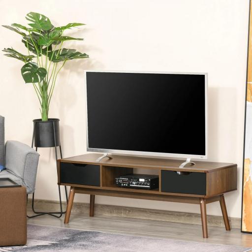 Mueble de TV Mesa de Salón para Televisión de 50 Pulgadas con 2 Cajones y Compartimento Abierto Estilo Moderno 122x39x46 cm Marrón