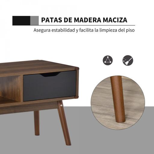 Mueble de TV Mesa de Salón para Televisión de 50 Pulgadas con 2 Cajones y Compartimento Abierto Estilo Moderno 122x39x46 cm Marrón [3]