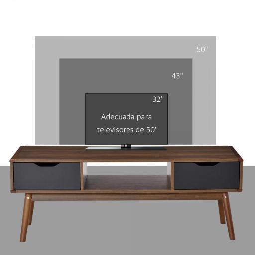 Mueble de TV Mesa de Salón para Televisión de 50 Pulgadas con 2 Cajones y Compartimento Abierto Estilo Moderno 122x39x46 cm Marrón [5]