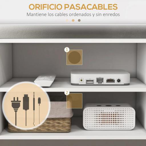 Mueble de TV con 2 Puertas 2 Estantes de Almacenamiento para Televisores de hasta 55 Pulgadas 120x34x50 cm Blanco [2]