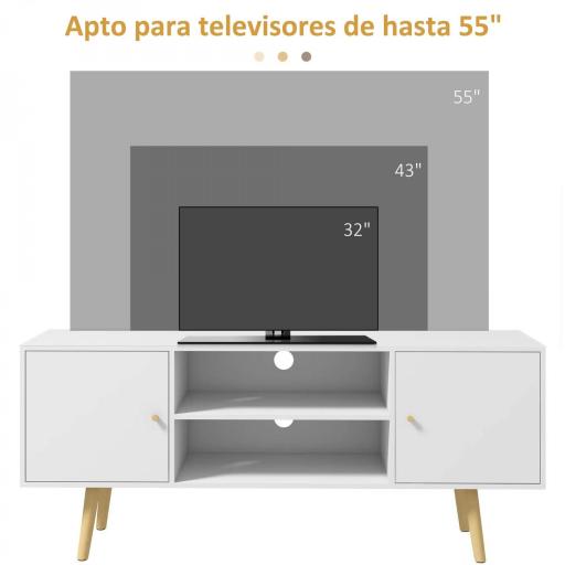 Mueble de TV con 2 Puertas 2 Estantes de Almacenamiento para Televisores de hasta 55 Pulgadas 120x34x50 cm Blanco [4]