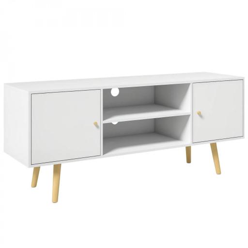 Mueble de TV con 2 Puertas 2 Estantes de Almacenamiento para Televisores de hasta 55 Pulgadas 120x34x50 cm Blanco [8]