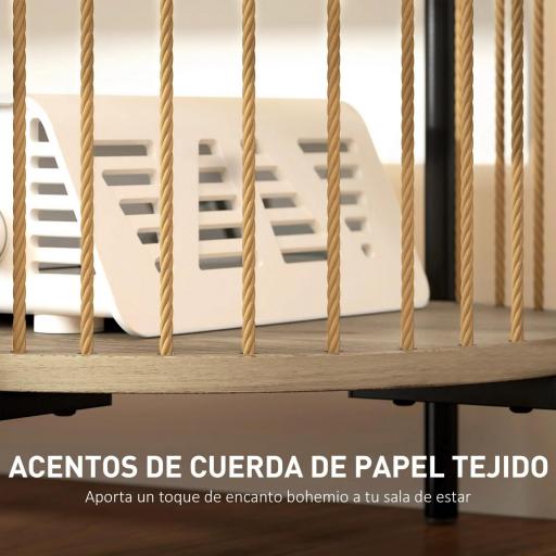 Mueble de TV Estilo Bohemio hasta 55 Pulgadas con Diseño en Cuerda de Papel y 2 Estantes Abiertos 124x43,5x41 cm Natural [2]