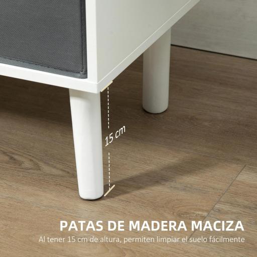 Mueble de TV para Televisores de hasta 50" con 2 Cajones de Tela y Estantes Abiertos110x29x46,5 cm Blanco y Gris [5]