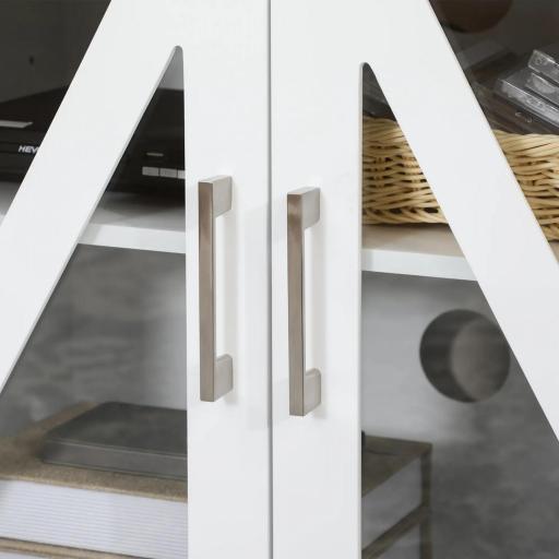 Mueble TV de Salón Mesa para Televisores de hasta 58" con 4 Puertas de Vidrio Estantes Ajustables 130x35x60 cm Blanco [7]
