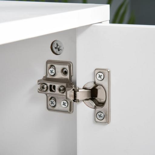 Mesa para Televisores de 65 Pulgadas Módulo TV con 2 Armarios 2 Estantes Abiertos y Patas de Madera 150x39x50 cm Blanco [7]