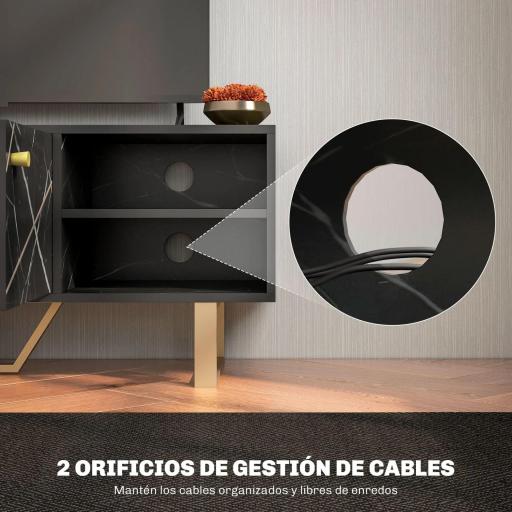 Mesa de TV con 2 Puertas Estante Ajustable y Efecto Mármol Mueble de TV para Salón para Televisores de 50 Pulgadas Negro [2]