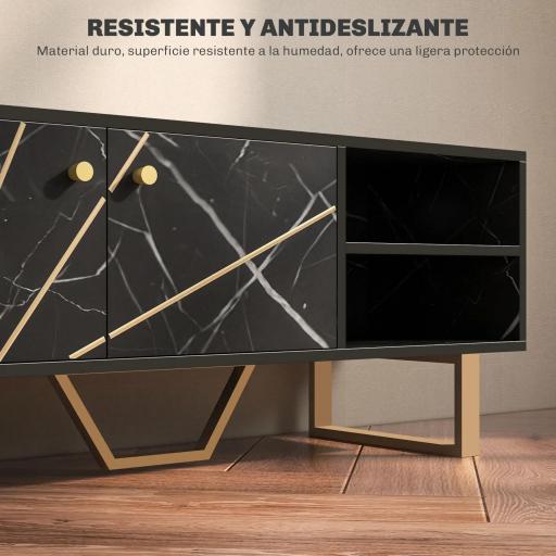 Mesa de TV con 2 Puertas Estante Ajustable y Efecto Mármol Mueble de TV para Salón para Televisores de 50 Pulgadas Negro [5]