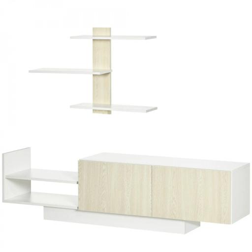 Mueble de Salón para TV con Mesa para Televisor 150x31,5x40 cm y Estante de Pared 95,5x16x60 cm Natural [5]