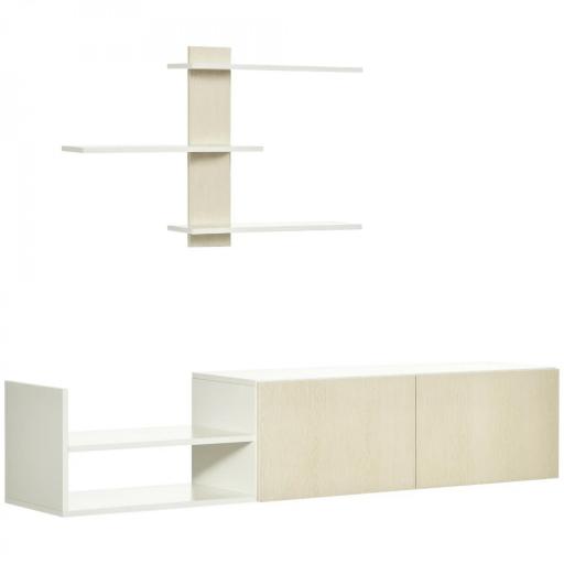 Mueble de Salón para TV con Mesa para Televisor 150x31,5x40 cm y Estante de Pared 95,5x16x60 cm Natural [8]