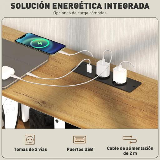 Mueble de TV con Luces LED Control Remoto Extensión para Cargar 2 Compartimentos para Televisión de 65 Pulgadas Natural [3]