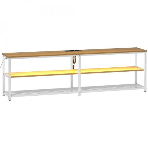 Mueble de TV con Luces LED Control Remoto Extensión para Cargar 2 Compartimentos para Televisión de 65 Pulgadas Natural [8]