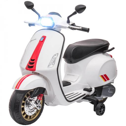 Moto Eléctrica para Niños de +3 Años con Licencia Vespa con USB MP3 Luz LED Radio FM Velocidad 3 km/h Carga 35kg Blanco [4]