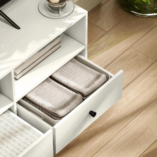 Mueble TV Compacto con 3 Cajones y 3 Compartimentos para TV de hasta 65 Pulgadas 120x34x45 cm Blanco [5]