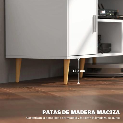 Mueble de TV para Televisores de hasta 60" Mesa para TV de Salón Comedor Moderna con Armario y 3 Compartimentos 120x40x55 cm Blanco [5]