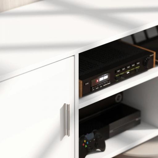 Mueble de TV para Televisores de hasta 60" Mesa para TV de Salón Comedor Moderna con Armario y 3 Compartimentos 120x40x55 cm Blanco [6]