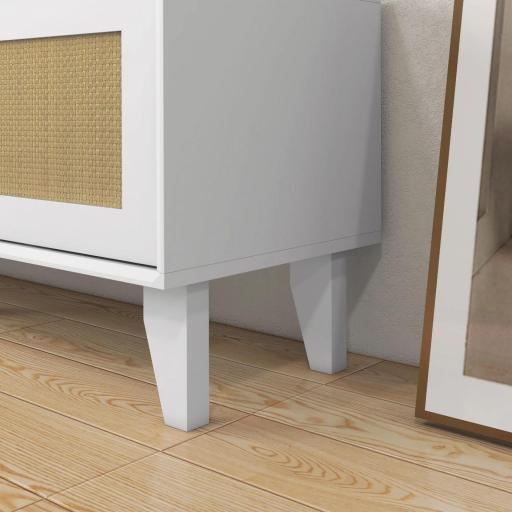 Mueble de TV de Salón Mesa para Televisores de hasta 55" con 2 Puertas de Ratán Estante Ajustable 120x35x46 cm Blanco [7]