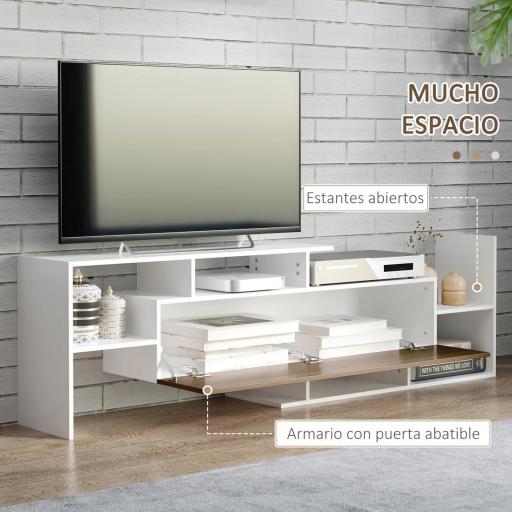 Conjunto Muebles de Salón con Mesa para Televisor 153,6x25x42 cm y Estante de Pared 150x14,5x16,3 cm Blanco y Marrón [4]