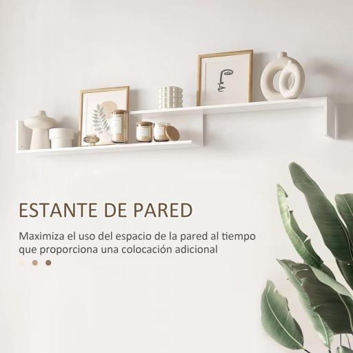 Conjunto Muebles de Salón con Mesa para Televisor 153,6x25x42 cm y Estante de Pared 150x14,5x16,3 cm Blanco y Marrón [3]