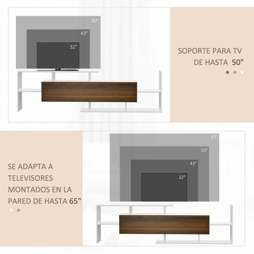 Conjunto Muebles de Salón con Mesa para Televisor 153,6x25x42 cm y Estante de Pared 150x14,5x16,3 cm Blanco y Marrón [7]