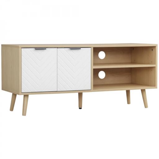 Mueble para TV Moderno con 2 Puertas y 2 Estantes para Televisores de hasta 46" 110x39x48,8 cm Natural y Blanco [8]
