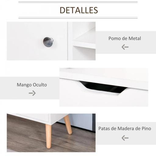 Mueble de TV para Televisiones de 50" Mesa de Salón con Puerta 2 Estantes Abiertos y 2 Cajones 120x28x44 cm Blanco [1]