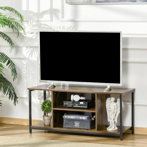 Mueble de TV para Televisores hasta 55 Pulgadas con 4 Compartimentos Estante Ajustable 110x40x50 cm Marrón Rústico