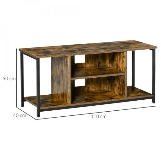 Mueble de TV para Televisores hasta 55 Pulgadas con 4 Compartimentos Estante Ajustable 110x40x50 cm Marrón Rústico [1]