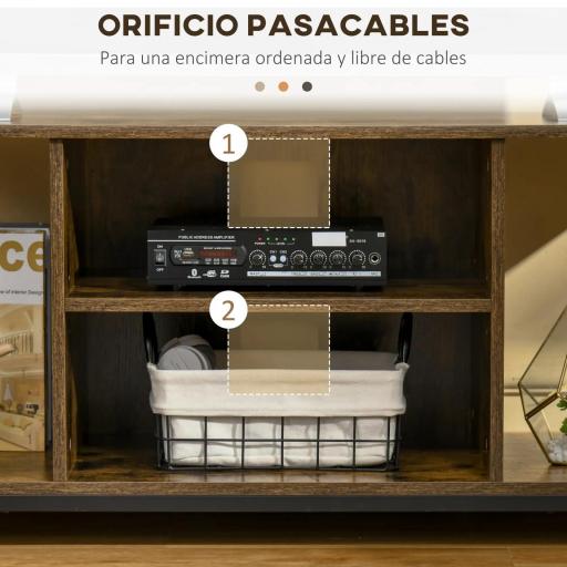 Mueble de TV para Televisores hasta 55 Pulgadas con 4 Compartimentos Estante Ajustable 110x40x50 cm Marrón Rústico [7]