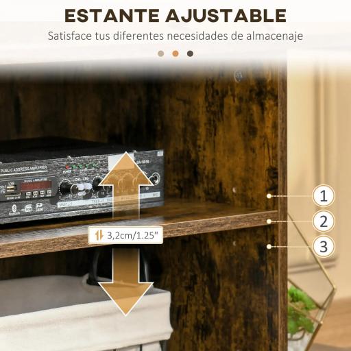 Mueble de TV para Televisores hasta 55 Pulgadas con 4 Compartimentos Estante Ajustable 110x40x50 cm Marrón Rústico [6]