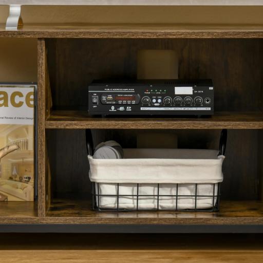 Mueble de TV para Televisores hasta 55 Pulgadas con 4 Compartimentos Estante Ajustable 110x40x50 cm Marrón Rústico [3]