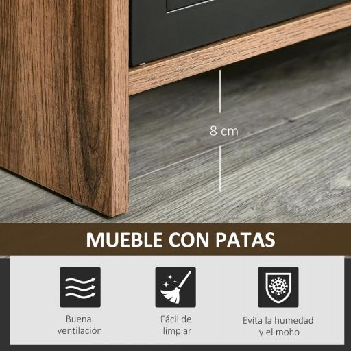 Mueble de TV para Televisores de 42" con 2 Compartimentos Cerrados con Puertas de Metal y 2 Estantes Abiertos Mueble de salón moderno Mesa para televisor 109x35x38 cm Madera Natural y Gris [6]