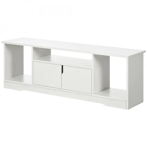 Mueble de TV para Televisor de hasta 42" Mesa para TV de Salón Moderna con Armario de Doble Puerta y 3 Compartimentos Abiertos 120x30x41cm Blanco [7]