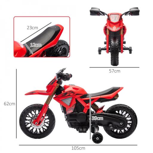 Moto Eléctrica para Niños de +3 Años Moto de Batería para Niños 12V con Ruedas Auxiliar y Bocina Carga 30 kg Rojo [1]