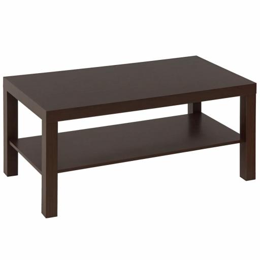 Mesa de Centro Moderna Mesa Baja con 2 Estantes de Almacenamiento Mesita para Salón Carga 20 kg 90x45x44,5 cm Nogal [9]