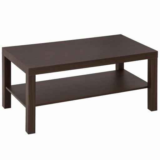 Mesa de Centro Moderna Mesa Baja con 2 Estantes de Almacenamiento Mesita para Salón Carga 20 kg 90x45x44,5 cm Nogal [8]