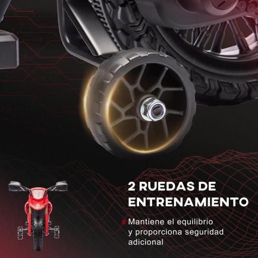 Moto Eléctrica para Niños de +3 Años Moto de Batería para Niños 12V con Ruedas Auxiliar y Bocina Carga 30 kg Rojo [5]