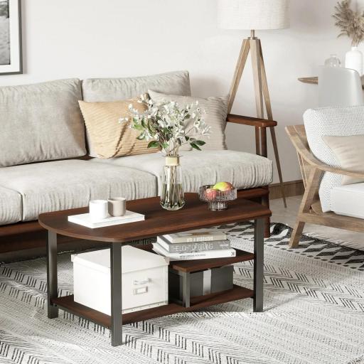 Mesa de Centro Mesa de Café con 2 Estantes para Salón Sala de Estar Dormitorio Estilo Vintage Madera 100x60x46 cm Marrón Rústico