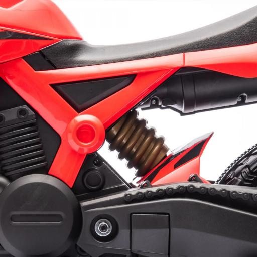 Moto Eléctrica para Niños de +3 Años Moto de Batería para Niños 12V con Ruedas Auxiliar y Bocina Carga 30 kg Rojo [3]