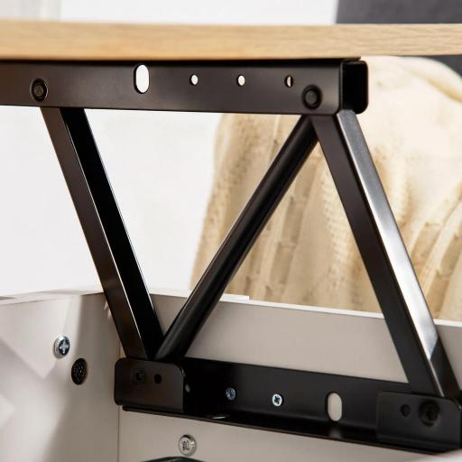 Mesa de Centro Elevable con Encimera Elevable con Espacio Oculto de Almacenaje 100x50x45-58,5 cm Blanco y Natural [7]