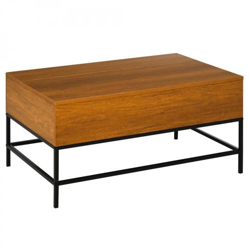 Mesa de Centro Elevable Mesa de Centro con Espacio de Almacenaje Oculto Mesa Elevable para Salón Comedor 90x60,5x45,5 cm Teca [2]