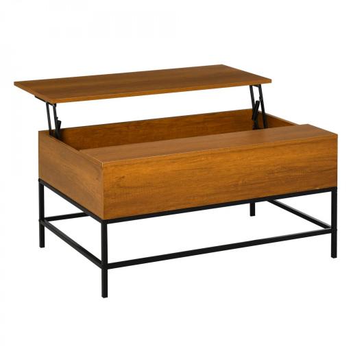 Mesa de Centro Elevable Mesa de Centro con Espacio de Almacenaje Oculto Mesa Elevable para Salón Comedor 90x60,5x45,5 cm Teca [6]