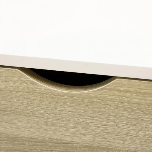 Mesa de Centro Rectangular Mesa con 2 Cajones y Compartimientos Abiertos Estilo Nórdico 106x58x39,5 cm Blanco [7]