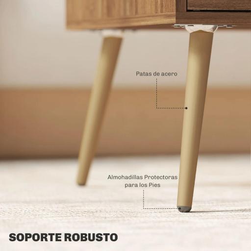Mesa de Centro con 2 Cajones y Patas de Acero para Sala de Estar Dormitorio 100x50x41 cm Marrón [2]