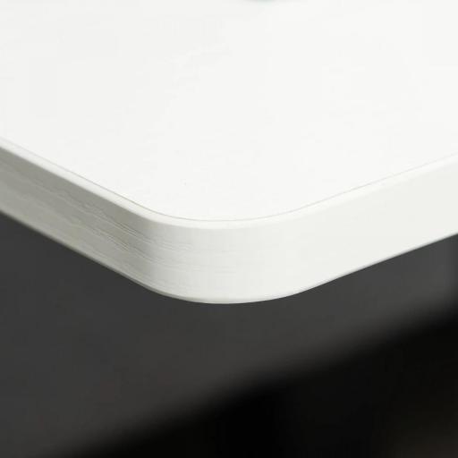 Mesa Auxiliar con Ruedas Mesita Lateral para Sofá Cama Altura Ajustable Marco de Metal y Frenos 60x40x52,5-84 cm Blanco [4]