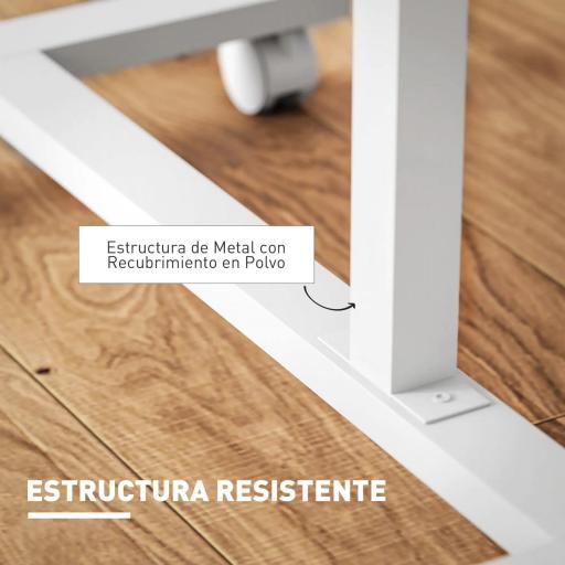 Mesa Auxiliar con Ruedas Altura Ajustable Superficie Inclinable y Marco de Metal 57x40x67,5-101 cm Roble y Blanco [3]