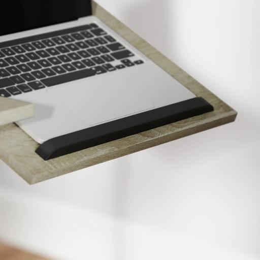 Mesa Auxiliar con Ruedas Altura Ajustable Superficie Inclinable y Marco de Metal 57x40x67,5-101 cm Roble y Blanco [6]