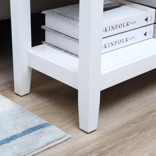 Mesa Auxiliar con Tapa Abatible Estante y Orificio para Cables para Salón Cama Dormitorio 60,5x32,5x70 cm Blanco [5]