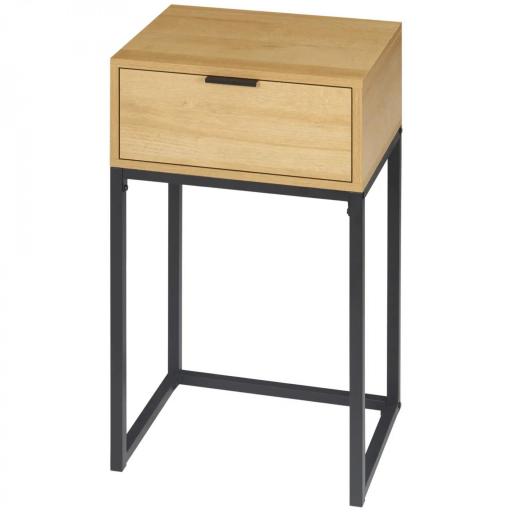 Mesa Auxiliar con Cajón Mesita Auxiliar Moderna con Patas de Acero para Pasillo Salón 40x30x76cm Natural [7]